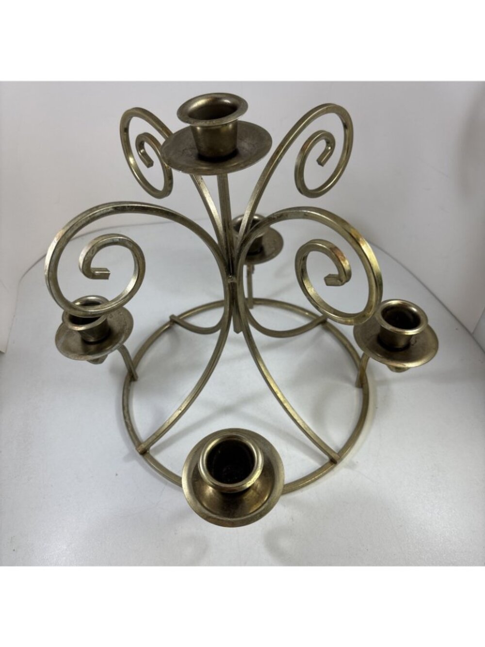Home Interiors Brass Colored Candleholder Holds 5 Candles Or Stemmed Votives - Picture 5 of 5